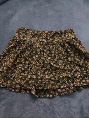 Speechless Olive Green Floral Skater Skirt